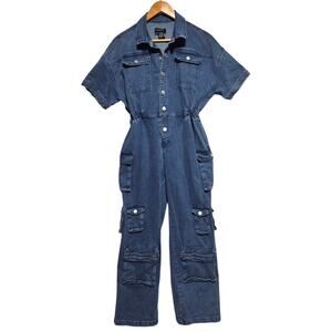 Liv & Lucy Denim Wide Leg Cargo Jumpsuit Size Small